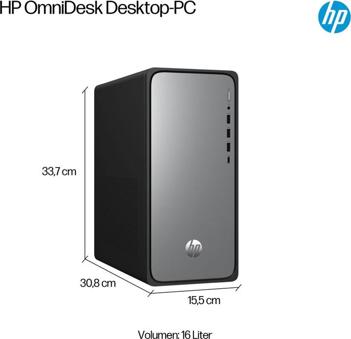 Actual product image HP OmniDesk Desktop M02-0452ng i5-14400 16GB/512GB SSD Windows 11 Meteorsilber (512 GB, 16 GB, Intel Core i5-14400)