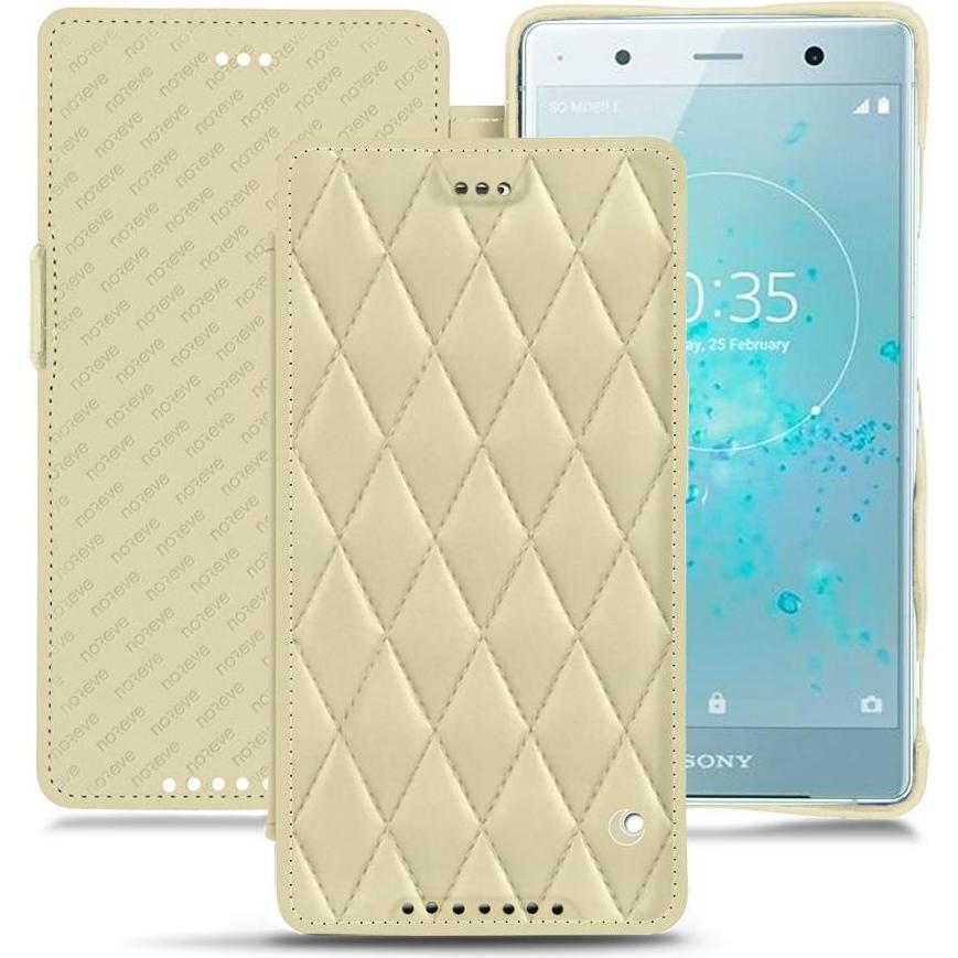 Noreve Lederschutzhülle horizontal (Sony Xperia XZ2 Premium), Smartphone Hülle, Beige