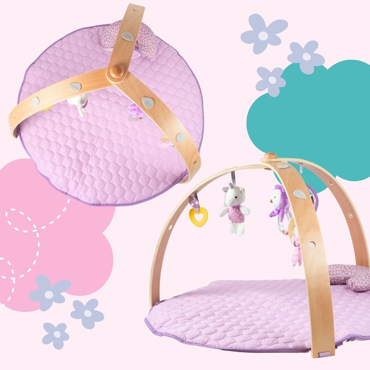 Immagine prodotto Hermex Baby-Spielmatte Spieldecke Krabbeldecke mit Spielbogen Activity Decke
