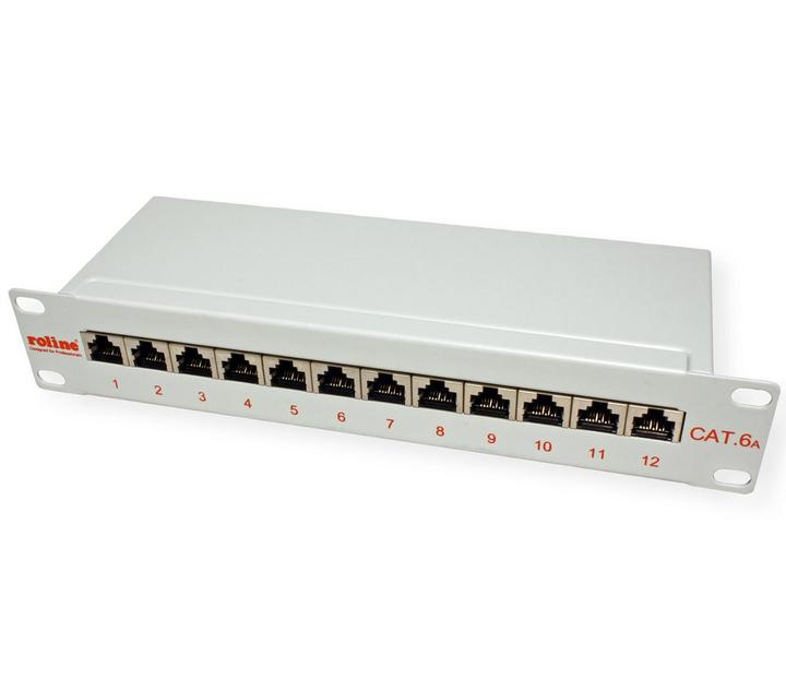 Actual product image Roline 10" patch panel 12 ports, Cat.6A (Class EA), shielded