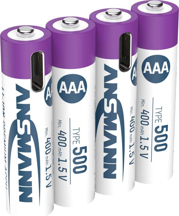 Actual product image Ansmann LR03 USB-C Micro (AAA) rechargeable battery Li-Ion 500 mAh 1.5 V 4 pcs. (4 pcs., AAA, 400 mAh)