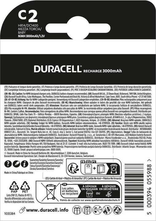 Image du produit Duracell Recharge Ultra (2 pcs, C, 3000 mAh)