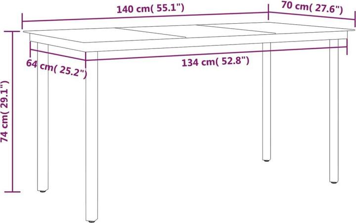 Image du produit vidaXL Garten-Ess-Set (140 x 70 x 74 cm)