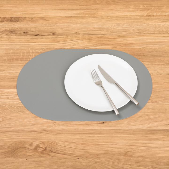 Image du produit ASA Selection leather optic fine Tischset oval cement 49,5x33cm (1 pcs, 49.50 x 33 cm)