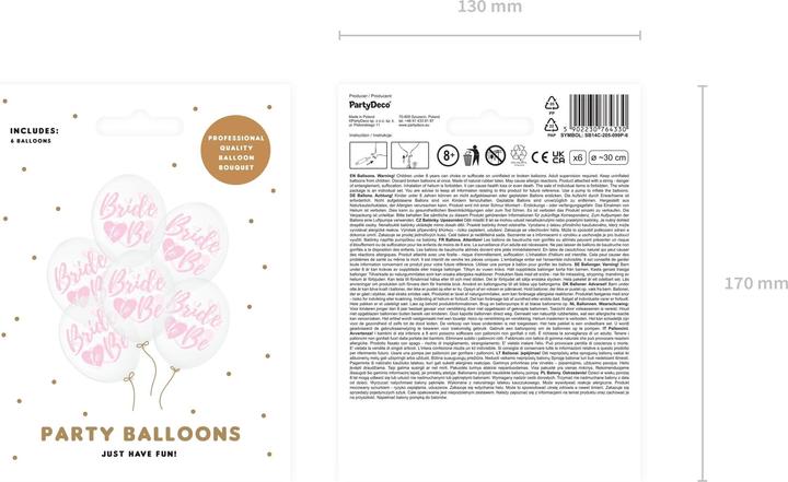 Produktbild Partydeco Luftballons Bride to be Rosa Ø 30 cm, 6 Stück (6 x)