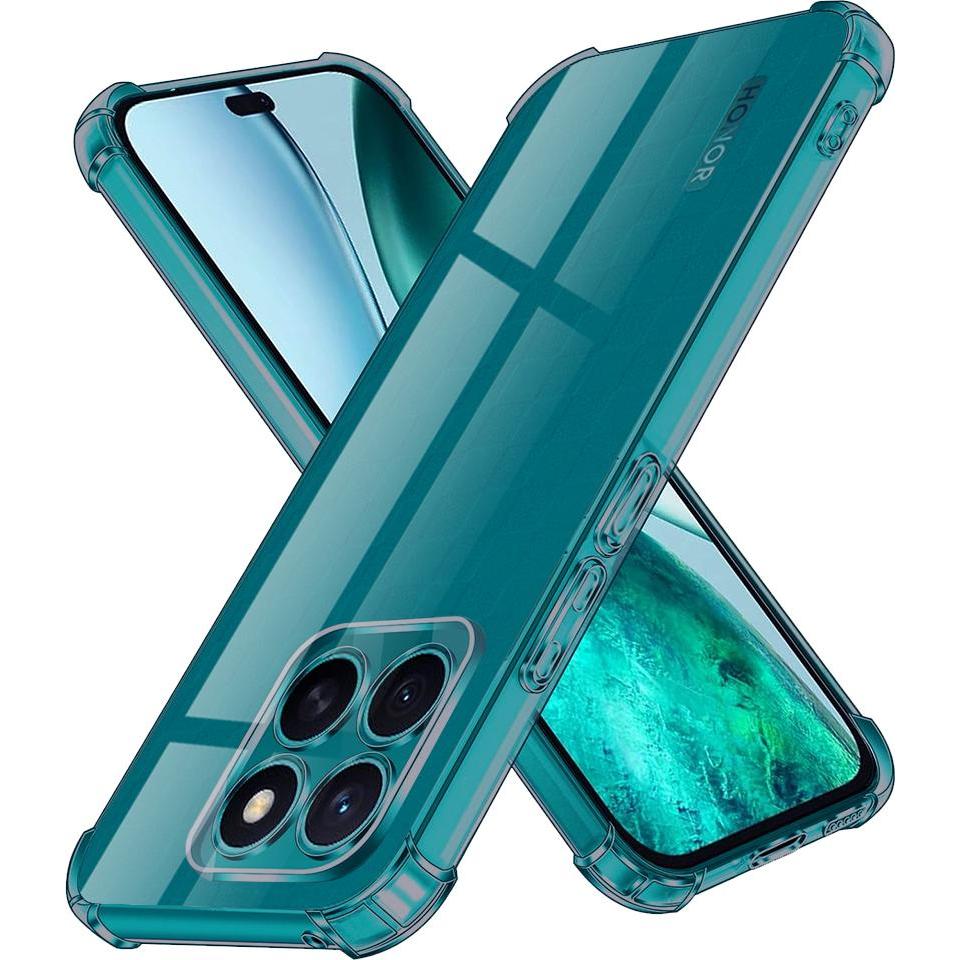 Techsuit - Shockproof Clear Silicone - Honor X8c - Smoke Black (Honor X8), Cover smartphone, Trasparente, Nero