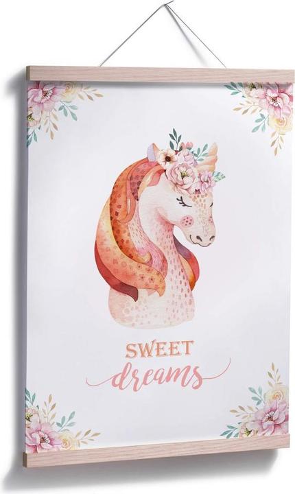 Image du produit Trenddeko Kvilis - Sweet Dreams - Licorne avec couronne de fleurs (24 x 30 cm)