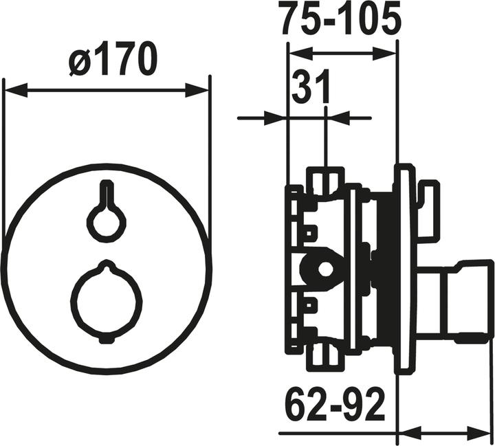 Actual product image KWC Style ready-mounted set with thermostat Function unit