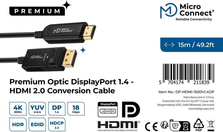 Produktbild MicroConnect DP-HDMI-1500V1.4OP Videokabel-Adapter 15 m DisplayPort Schwarz (W125825210) (15 m)