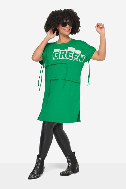 Image du produit Angel of Style T-shirt long oversized à message imprimé et col rond. Rubans à fronces (54)