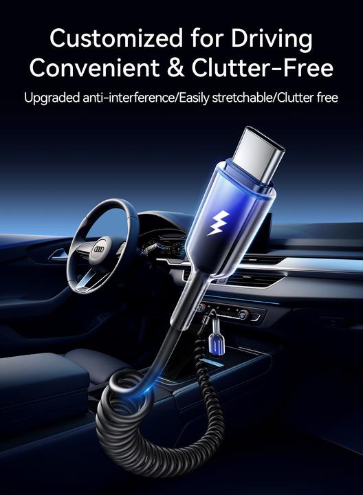 Produktbild Joyroom S-A43 Crystal-Clear Series 3A Coiled Fast Charging Data Cable (USB-A to Type-C) 1.5m-Black (1.50 m, 60 W)