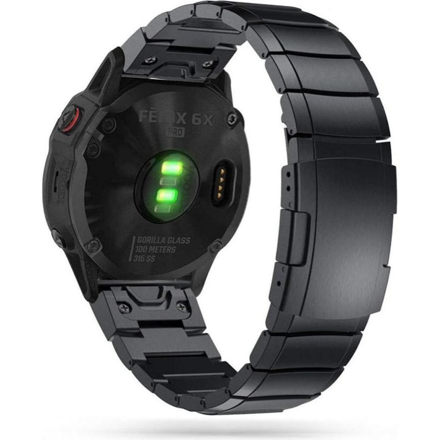Tech-Protect SteelBand (22 mm, Edelstahl, Garmin Fenix 5, Garmin Fenix 6, Garmin Fenix 7), Uhrenarmband, Schwarz