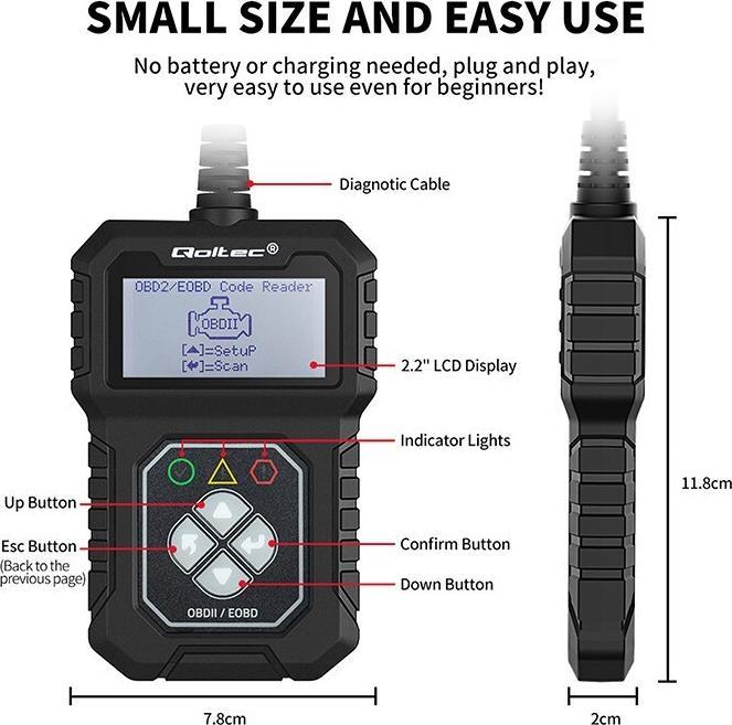 Actual product image Qoltec OBDII EOBD ProLine