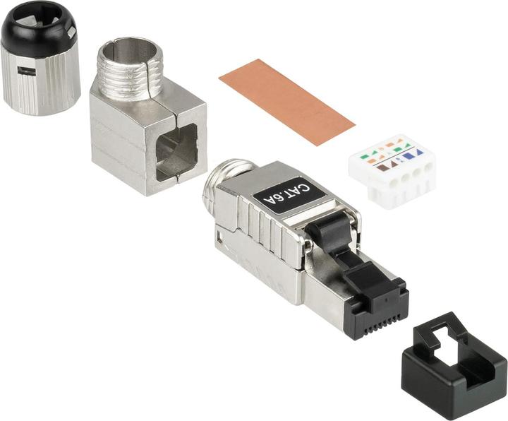 Good Connections RJ45 plug Cat. 6A, tool-free / field-attachable, STP shielded, metal, 5 directions, Good (Network cable plug)