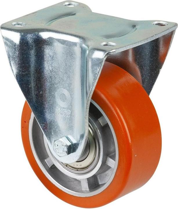 Actual product image BS Rollen Fixed castor 100 mm 200 kg Cast polyurethane band 105 x 85 mm Aluminium