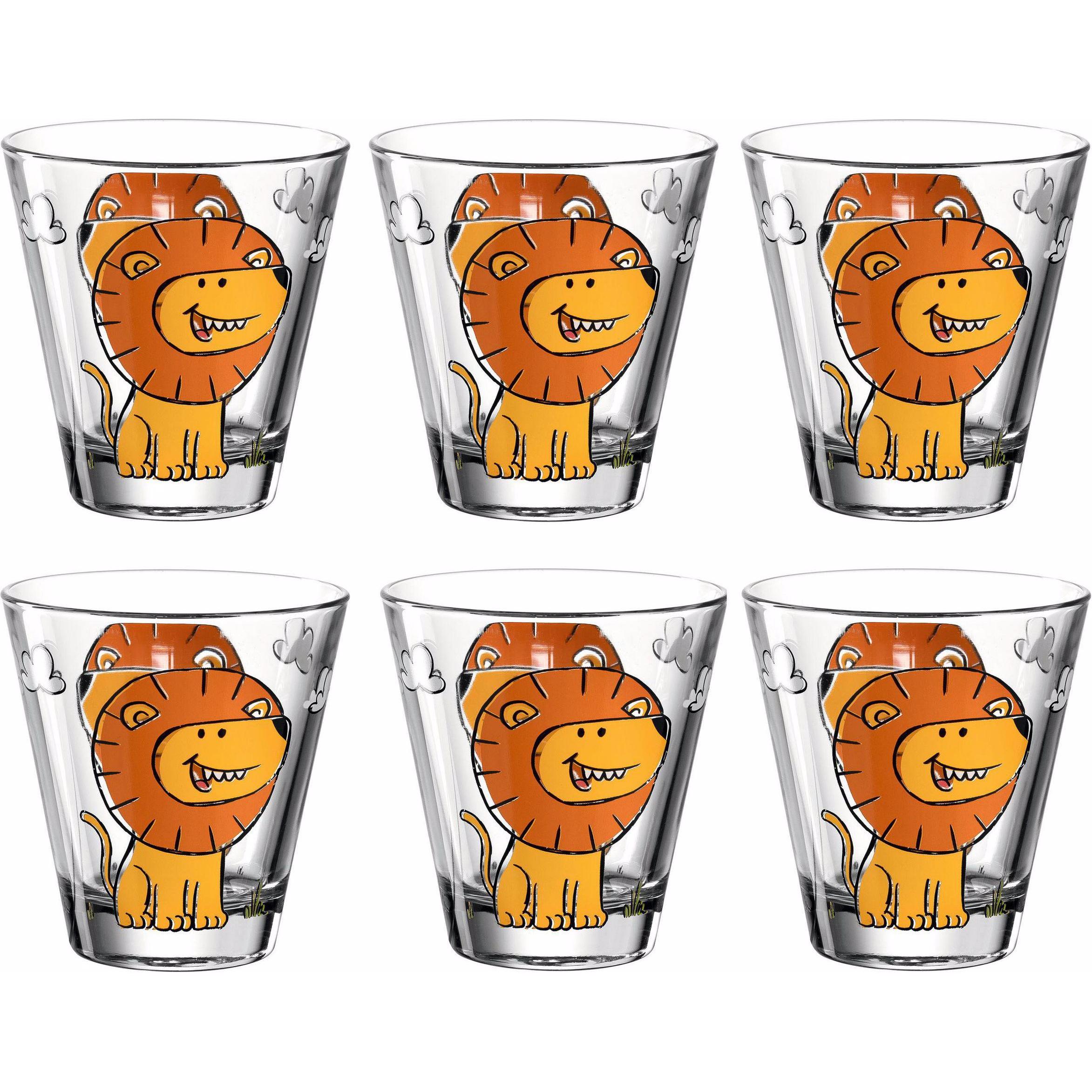 Leonardo Trinkbecher Bambini Löwe 120 ml, 6 Stück, Trinkgläser, Braun