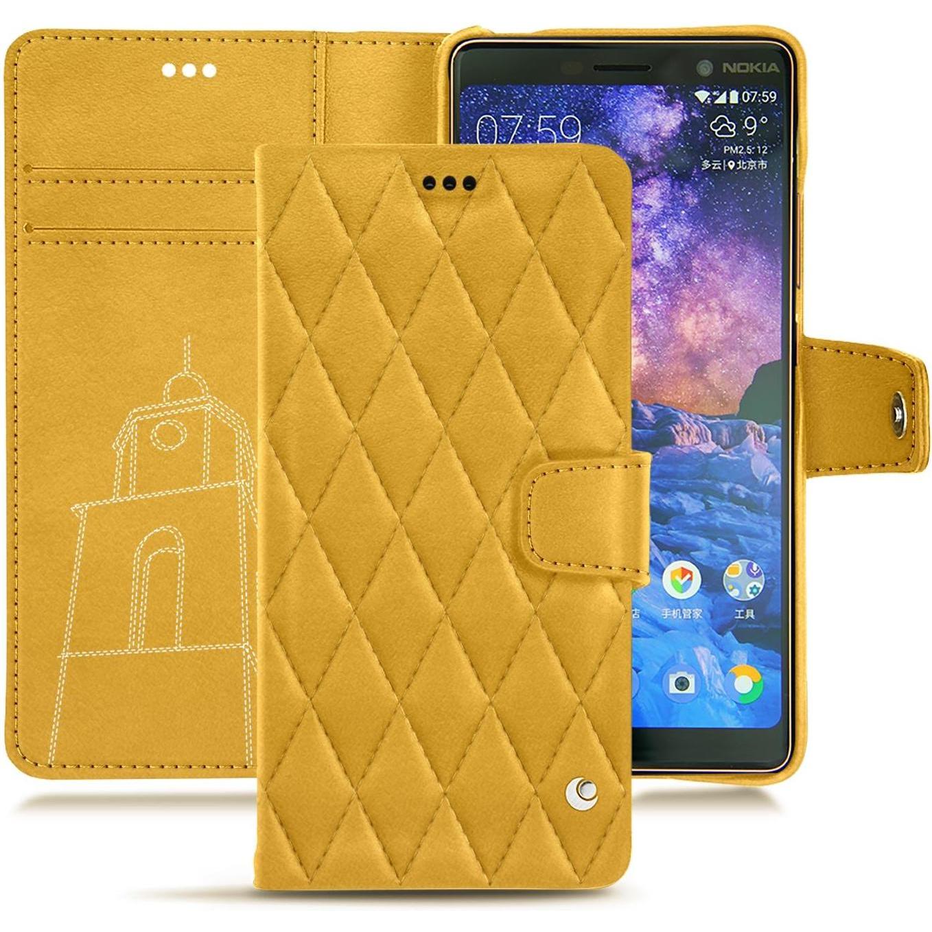 Noreve Lederschutzhülle Wallet (Nokia 7 Plus), Smartphone Hülle, Orange