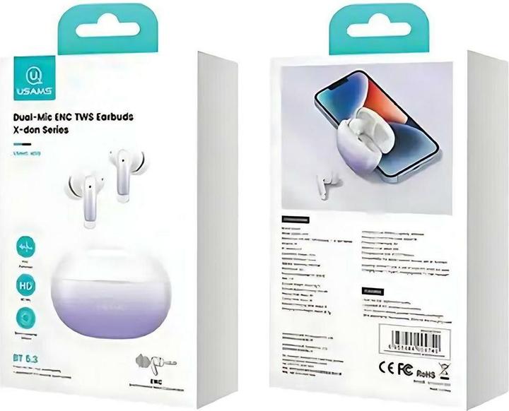 Actual product image Usams Słuchawki Bluetooth 5.3 TWS X-don series bezprzewodowe czarny/black BHUENCXD01 (US-XD19) (26 h, Wireless)