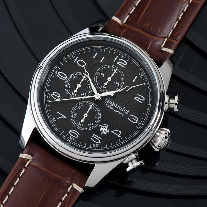Image du produit Gigandet Chronographe analogique élégant étanche avec bracelet en cuir (Chronographe)