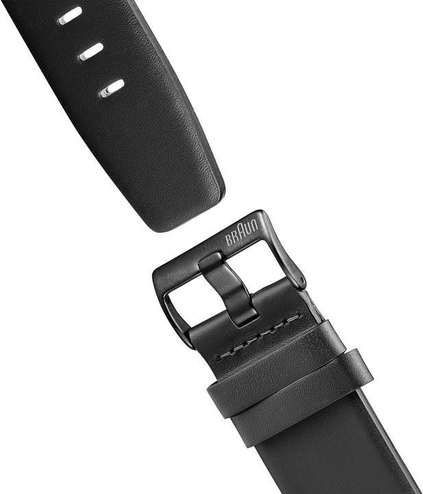 Actual product image Braun Analog Quartz Watch with Matte Black Dial and Leather Strap (42 mm)