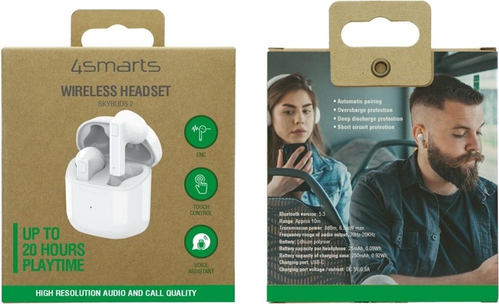 Produktbild 4smarts Bluetooth Kopfhörer SkyBuds (ANC, 25 h, Kabellos)