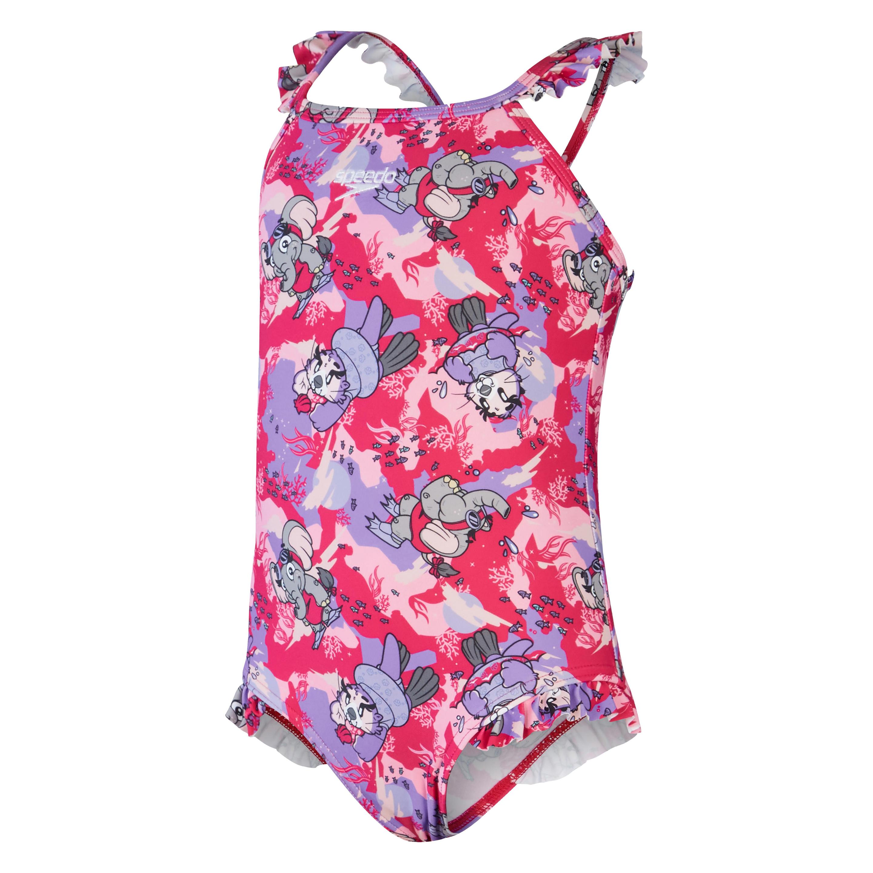 Speedo, Mädchen, Badeanzüge, Girls Lts Printed Frill Thins, Mehrfarbig, (80, 86)