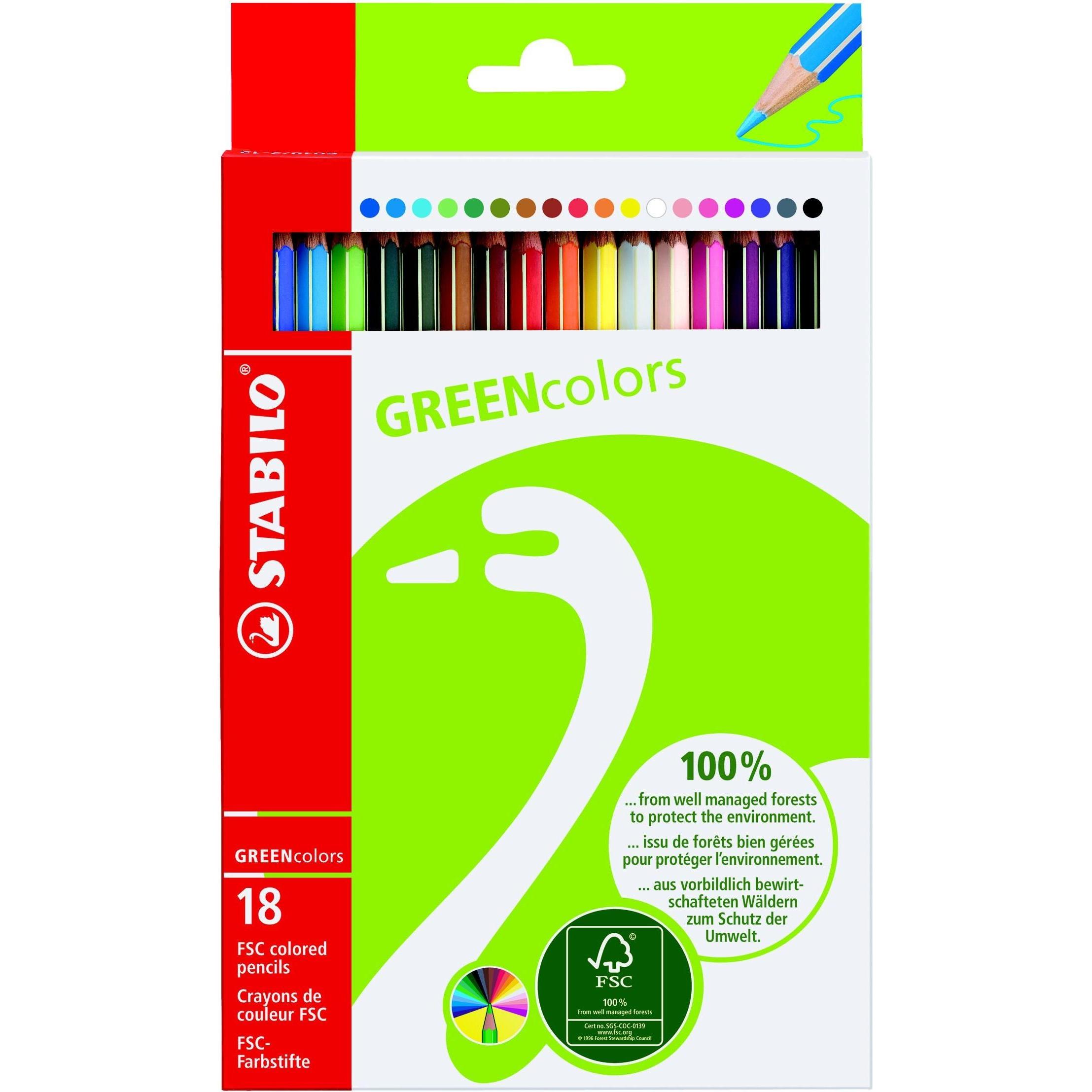 STABILO, Malstifte, GREENcolors Buntstift (Mehrfarbig, 18 x)
