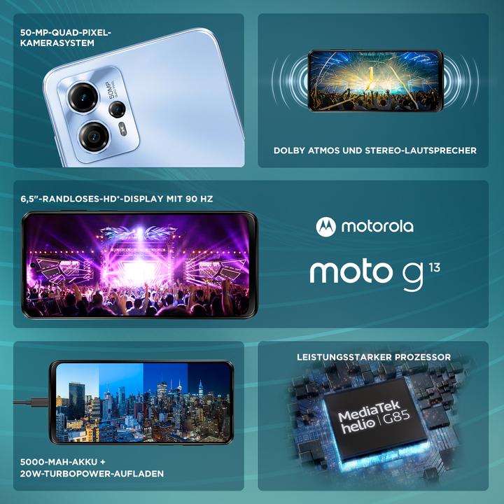 Produktbild Motorola moto G13 (128 GB, Lavender Blue, 6.50", Dual SIM, 4G)