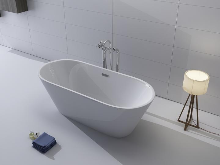 Produktbild PureHaven freistehende Luxus Acryl-Badewanne 170x80 cm elegant inkl. Siphon Überlaufschutz leicht zu (200 l, 170 cm, 80 cm)
