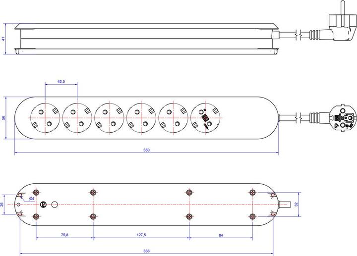 Actual product image Bachmann Power strip (6x, CEE 7/3, 1.50 m)