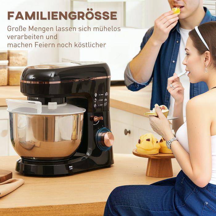 Produktbild Swisshandel24 Standmixer, Küchenmaschine, Rührgerät, 6 Stufen, 5,5L Edelstahlschüssel, Schwarz (1400 W)