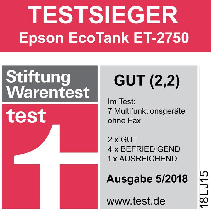 Actual product image Epson ET-2750 EcoTank Unlimited (Ink tank, Colour)
