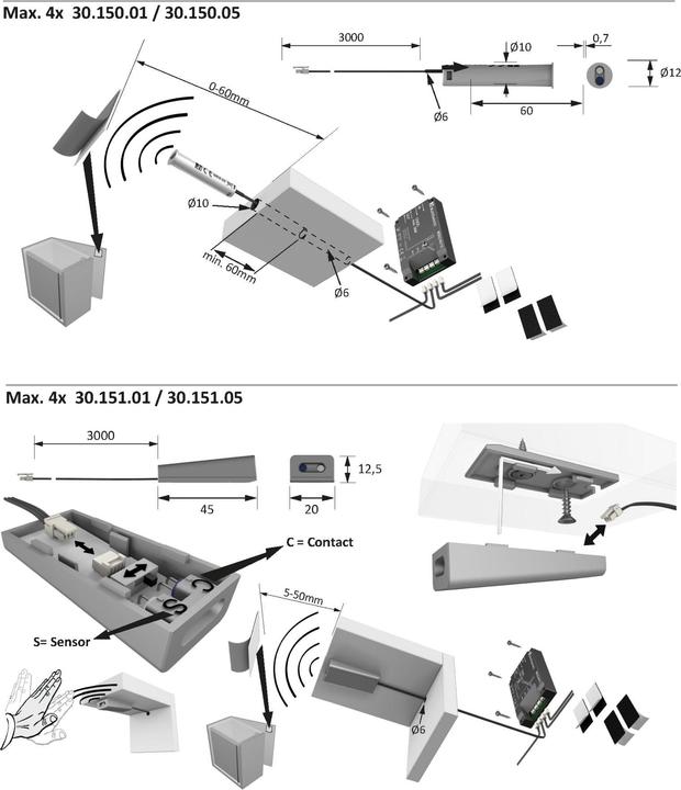 Produktbild Halemeier IR-Türkontaktschalter MultiSwitch2 12 / 24 / 230 V