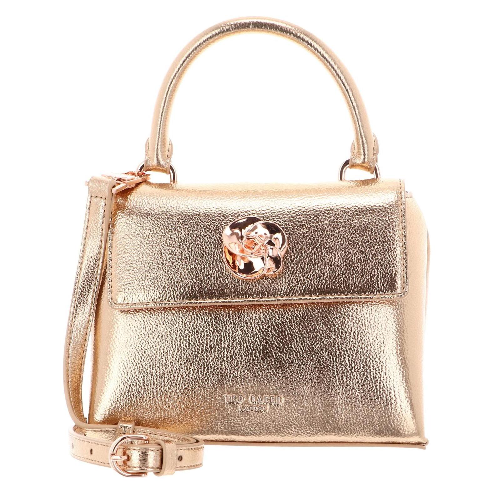 Ted Baker, Damen, Handtasche, Rosami Rose Detail Mini Metallic Top Handle Bag, Rosa