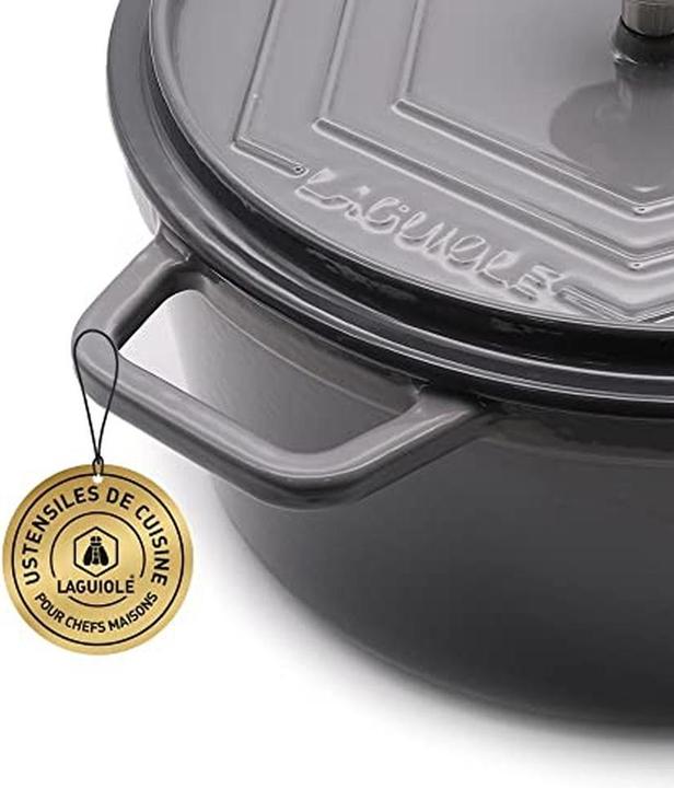 Image du produit Laguiole Cast iron stewpan enameled oval grey 31 x 23 cm 57 l (31 cm, Cocotte + faitout, Fonte)