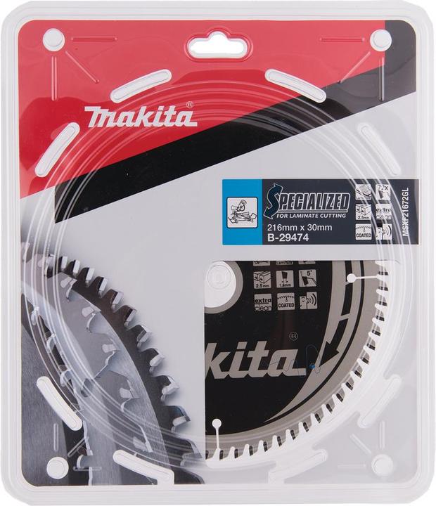 Actual product image Makita B-29474 T.C.T. pjūklas 216X2.5X30mm 5° T72 SPECIALIZED laminato pjovimui