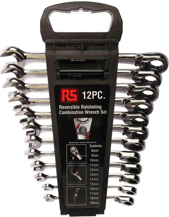 Actual product image RS PRO 12 Piece Reversible Ratchet Spanner Set (19 mm)