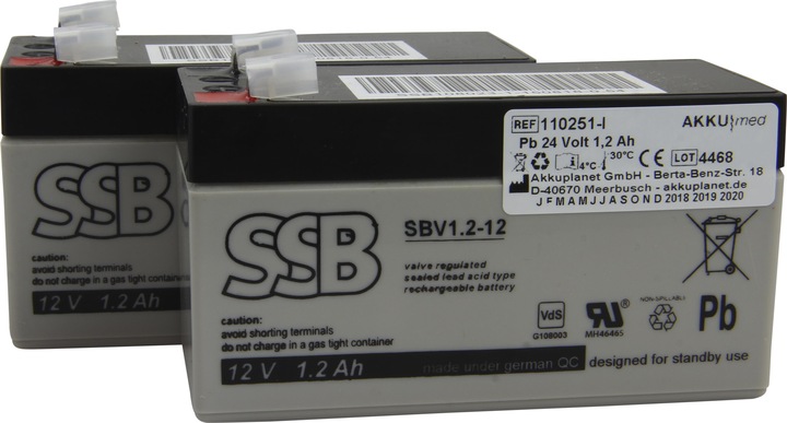Immagine prodotto SSB Inserto per batteria al piombo adatto al letto ospedaliero Hill Rom Evolution CS156, LI156A, ME1A (1200 mAh)