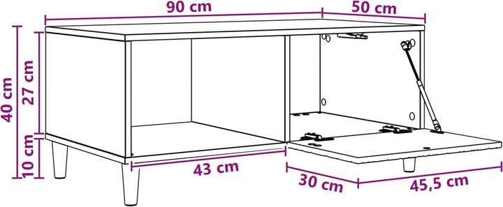 Produktbild vidaXL Couchtisch (90 x 50 x 40 cm)