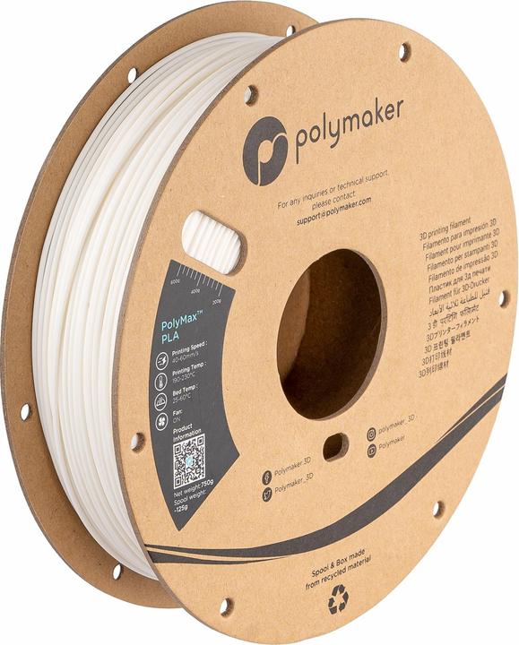 Actual product image Polymaker PolyMax PLA V2 - White- 1.75mm (PLA, 1.75 mm, 750 g)