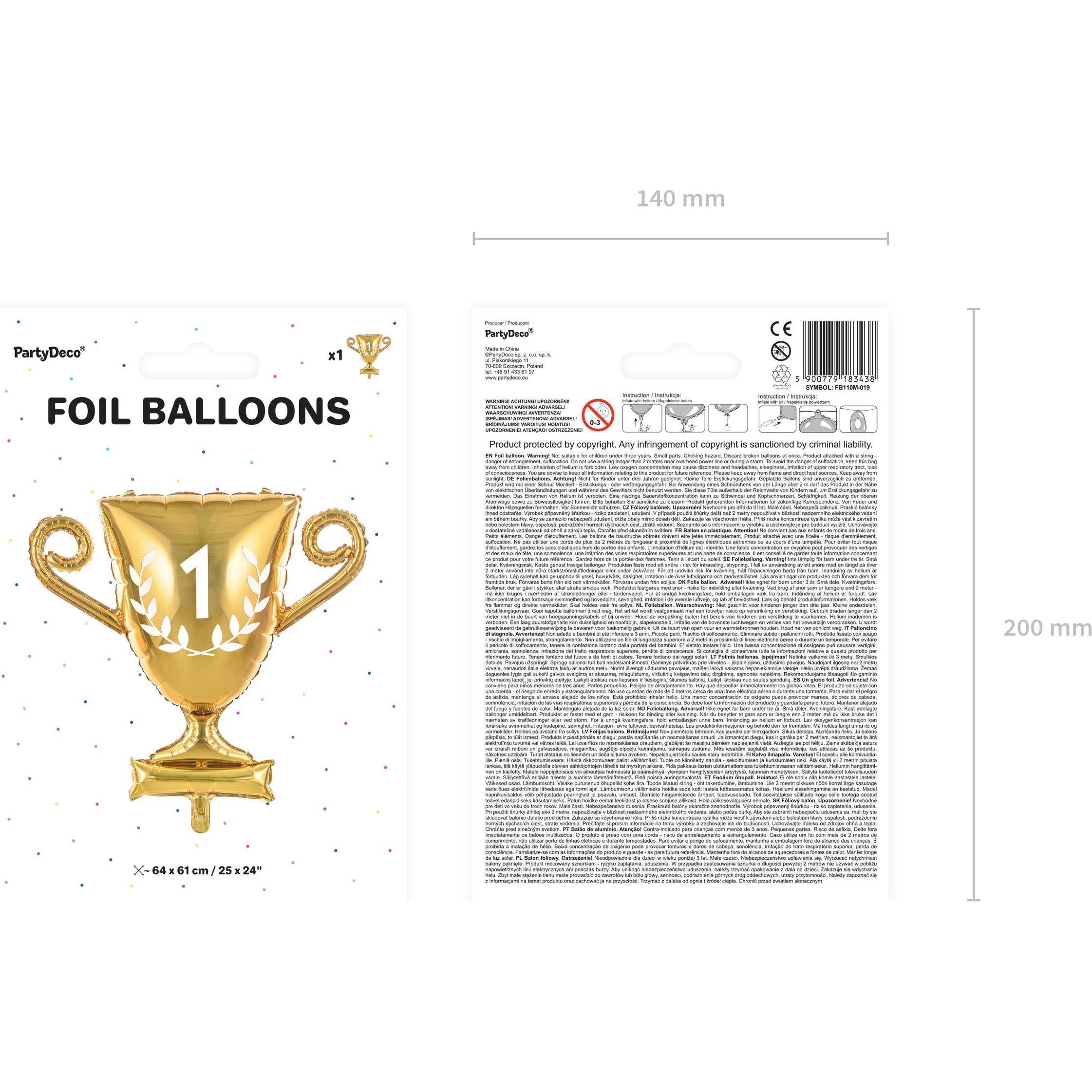 Thumbnail - Partydeco Ballon Goldener Meisterpokal