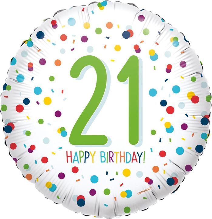 Produktbild Amscan Folienballon Happy Birthday 21 Konfetti (1 x)