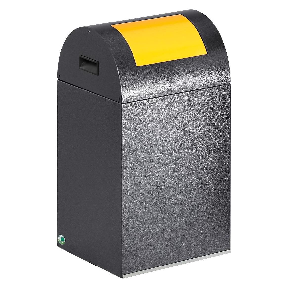VAR Selbstlöschende Wertstoffsammler, 43 l, 320x600x320mm, antiksilber, Klappe gelb, Abfalleimer, Gelb