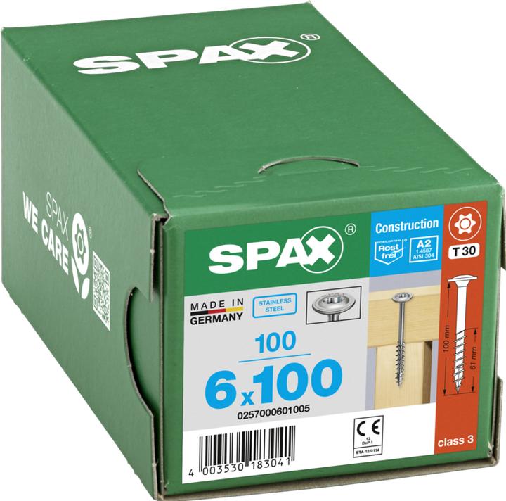 Immagine prodotto Spax A2 Testa A Disco T-Star Plus T30 Parzialmente Filettata (100 Viti per pezzo)