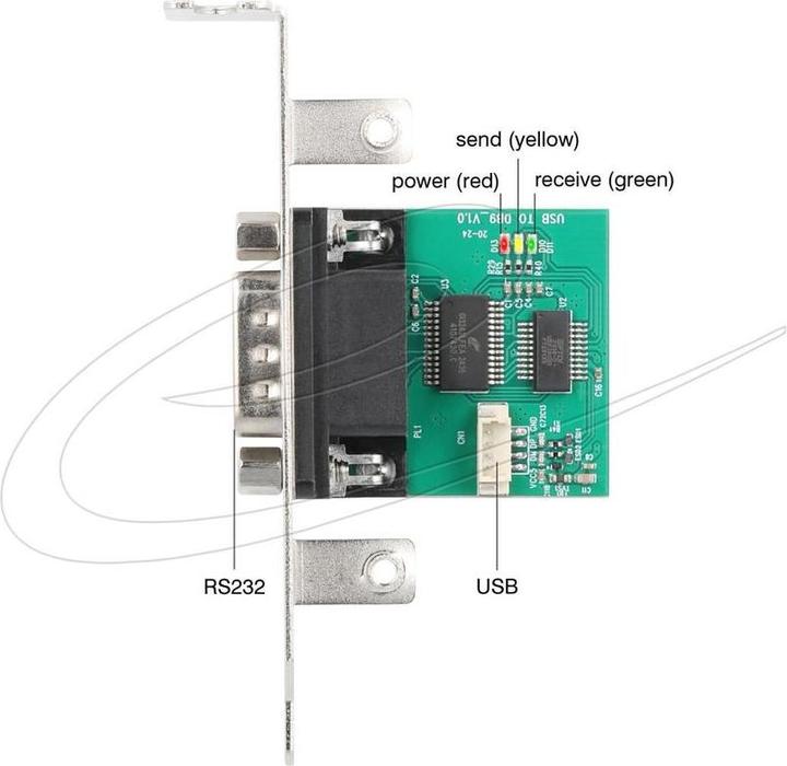 Productafbeelding Delock USB auf RS-232 Konverter FTDI FT231XS USB 2.0 Pfostenstecker zu D-Sub 9 (0.30 m)