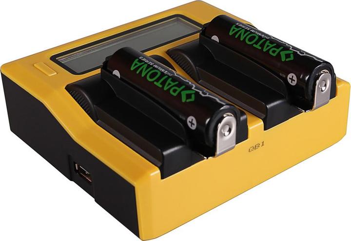 Produktbild Patona Dual LCD USB Ladegerät f. 18650 Zelle ICR18650-26F INR18650F1L NCR18650B US18650VTC5 US18650V (1 Stk., Ladegerät inkl. Akku)