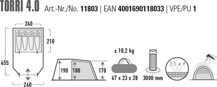 Produktbild High Peak Zelt Torri 4.0 (Tunnelzelt, 10.20 kg, 4 Personen)
