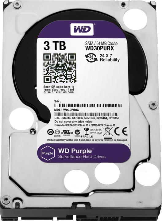 Image du produit WD Disque dur Purple WD30PURX (3 To, 3.5", CMR)