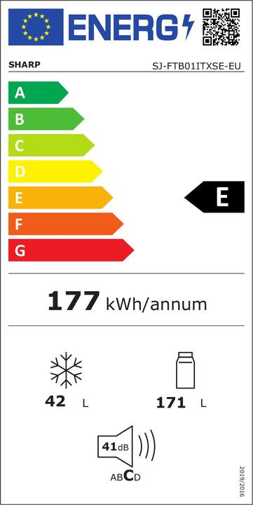 Energy Label Sharp SJ-FTB01ITXSE Double Door Refrigerator 213 Litres (213 l)