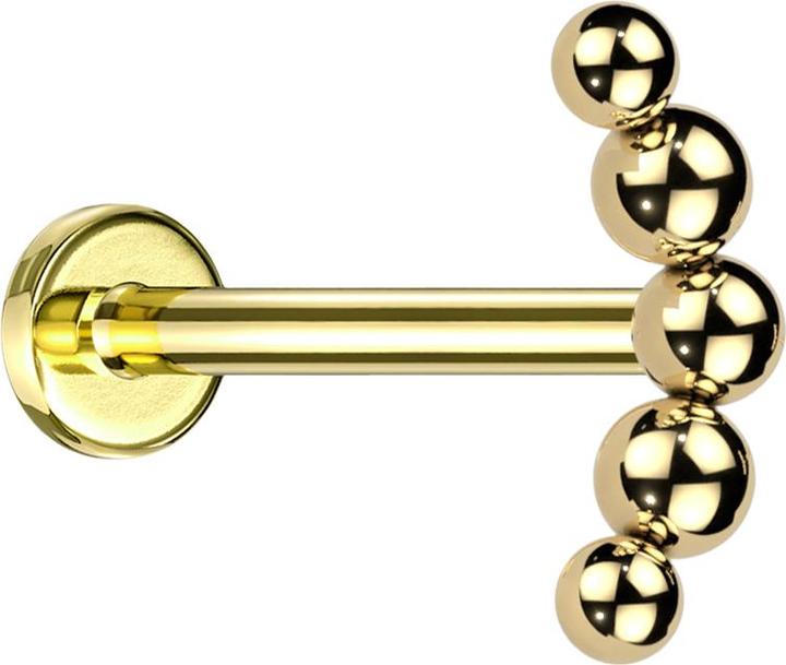 Produktbild Star Piercing Micro Labret Innengewinde vergoldet Bogen Kugeln (Titan)